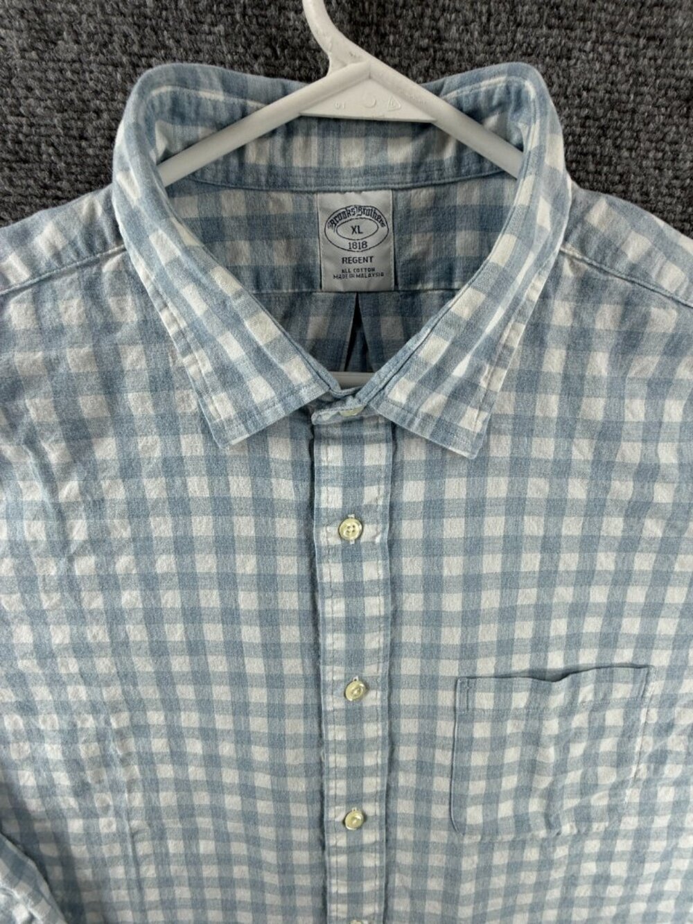 Brooks Brothers All Cotton Regent Soft XL Check Blue Long Sleeve Men Button Up